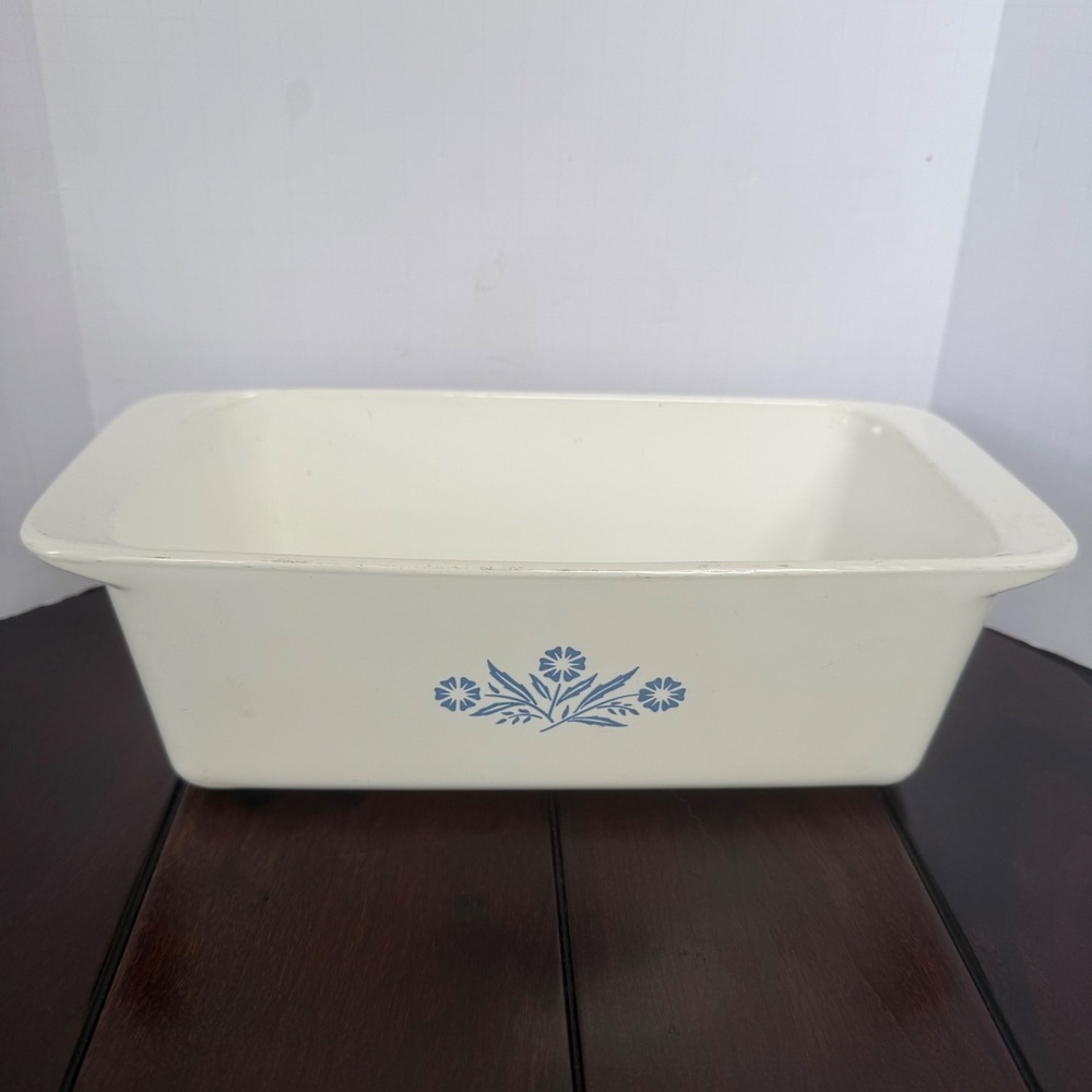 Corning Ware Blue Cornflower Loaf Pan P-315-B 2 Qt Vintage Casserole Baker